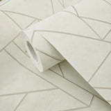 WM39118101 Geometric matte off white gold metallic lines faux plaster Textured wallpaper 3D
