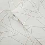 WM39118101 Geometric matte off white gold metallic lines faux plaster Textured wallpaper 3D
