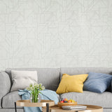 WM39118101 Geometric matte off white gold metallic lines faux plaster Textured wallpaper 3D
