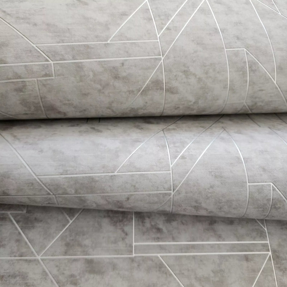 送料無料 いつまで WM39118301 Geometric matt pebble gray silver metallic lines トップス