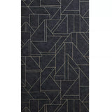 WM39118401 Geo matt dark gray black gold metallic lines faux plaster Textured wallpaper 3D