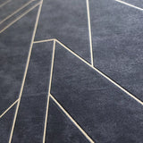 WM39118401 Geo matt dark gray black gold metallic lines faux plaster Textured wallpaper 3D