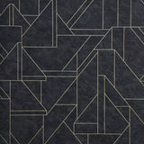 WM39118401 Geo matt dark gray black gold metallic lines faux plaster Textured wallpaper 3D