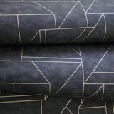 WM39118401 Geo matt dark gray black gold metallic lines faux plaster Textured wallpaper 3D