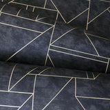 WM39118401 Geo matt dark gray black gold metallic lines faux plaster Textured wallpaper 3D