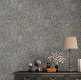 WM39177401 Gray silver brass gold metallic abstract lines Faux plaster Textured wallpaper