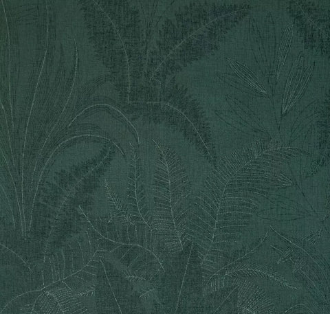 WM39654301 Dark green gray Faux fabric textured floral tropical leaves botanical wallpaper