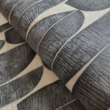 WM39658301 Geometric fossil leaf Faux fabric Textured gray tan beige cream modern wallpaper