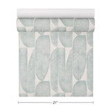 WM39658501 Geo fossil leaf Faux fabric Textured light teal green beige modern wallpaper 3D