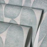 WM39658501 Geo fossil leaf Faux fabric Textured light teal green beige modern wallpaper 3D