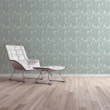 WM39658501 Geo fossil leaf Faux fabric Textured light teal green beige modern wallpaper 3D