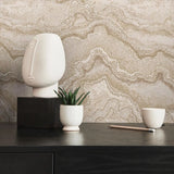 WM39659201 Beige off white gold metallic Faux mineral marble topaz stone Textured wallpaper