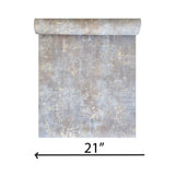 WM39670101 Faux Concrete textured distressed paint Blue gray brown gold metallic wallpaper