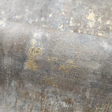 WM39670101 Faux Concrete textured distressed paint Blue gray brown gold metallic wallpaper