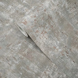 WM39670201 Faux Concrete textured distressed paint olive gray copper metallic wallpaper 3D
