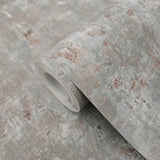 WM39670201 Faux Concrete textured distressed paint olive gray copper metallic wallpaper 3D
