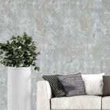 WM39670201 Faux Concrete textured distressed paint olive gray copper metallic wallpaper 3D
