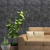 WM39670301 Faux Concrete textured distressed paint black rose gold metallic wallpaper rolls