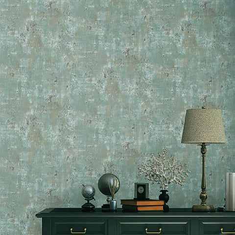 WM39670401 Distressed grayish green mint gold metallic Faux Concrete textured wallpaper