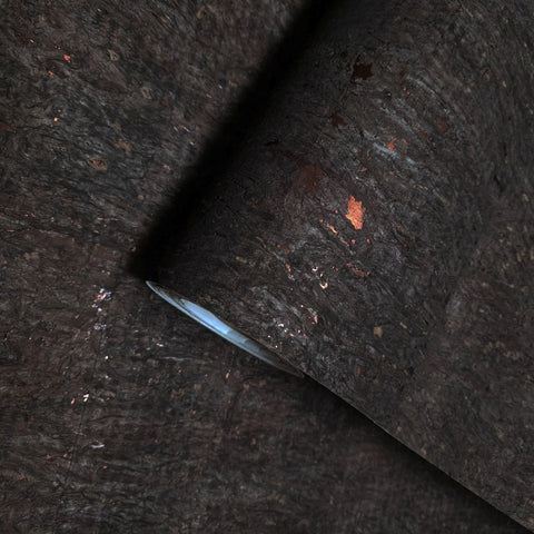 WM403KCC Real Natural cork organic dark brown copper metallic foil textured eco Wallpaper
