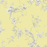 WM42280401Yellow gray white floral chinois branches flowers chinoiserie birds Wallpaper 3D
