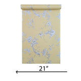 WM42280401Yellow gray white floral chinois branches flowers chinoiserie birds Wallpaper 3D
