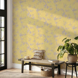 WM42280401Yellow gray white floral chinois branches flowers chinoiserie birds Wallpaper 3D
