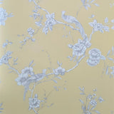 WM42280401Yellow gray white floral chinois branches flowers chinoiserie birds Wallpaper 3D
