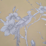 WM42280401Yellow gray white floral chinois branches flowers chinoiserie birds Wallpaper 3D

