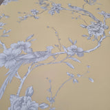 WM42280401Yellow gray white floral chinois branches flowers chinoiserie birds Wallpaper 3D
