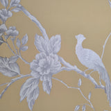WM42280401Yellow gray white floral chinois branches flowers chinoiserie birds Wallpaper 3D
