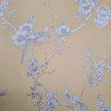 WM42280401Yellow gray white floral chinois branches flowers chinoiserie birds Wallpaper 3D
