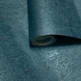 WM822KCC Real Natural cork dark green emerald blue copper metallic foil texture Wallpaper

