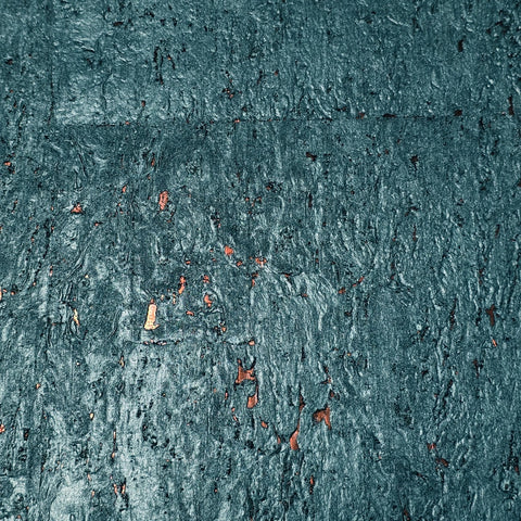WM822KCC Real Natural cork dark green emerald blue copper metallic foil texture Wallpaper
