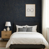 WM865301 Enchanced natural cork deep navy gold metallic foil striped textured Wallpaper
