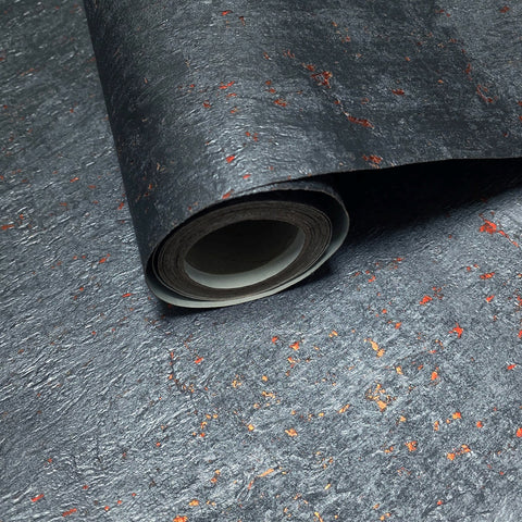 WM869KCC Real Natural cork Dark Gray platinum copper metallic foil textured eco Wallpaper
