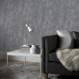 WM90210901 Rustic distressed gray silver steel metallic Textured faux Concrete Wallpaper 3D
