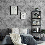 WM90330501 Tropical palm leaves gray silver metallic Wallpaper modern wallcoverings roll 3D
