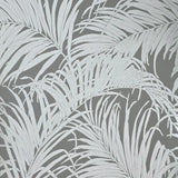 WM90330501 Tropical palm leaves gray silver metallic Wallpaper modern wallcoverings roll 3D
