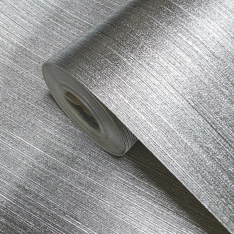 WM90680301 Silver foil metallic faux fabric textured vertical lines contemporary wallpaper