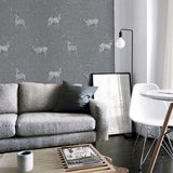 WM90960801 Gray silver heritage stag deer faux fabric Wallpaper 3D lodge wallcoverings roll
