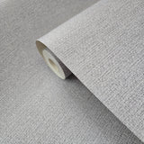 WM92120001 Gray silver modern faux woven fabric textured Wallpaper plain wallcoverings roll

