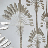 WM92170101 Art Deco tropical palms trees Modern beige cream gold metallic Wallpaper roll 3D