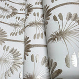 WM92170101 Art Deco tropical palms trees Modern beige cream gold metallic Wallpaper roll 3D