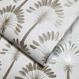 WM92170101 Art Deco tropical palms trees Modern beige cream gold metallic Wallpaper roll 3D
