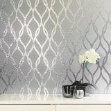 WM92180201 Sequin silver glitter trellis lines Textured Geometric light gray Wallpaper 3D