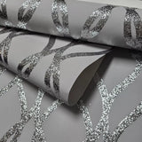 WM92180201 Sequin silver glitter trellis lines Textured Geometric light gray Wallpaper 3D