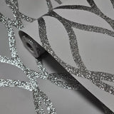 WM92180201 Sequin silver glitter trellis lines Textured Geometric light gray Wallpaper 3D