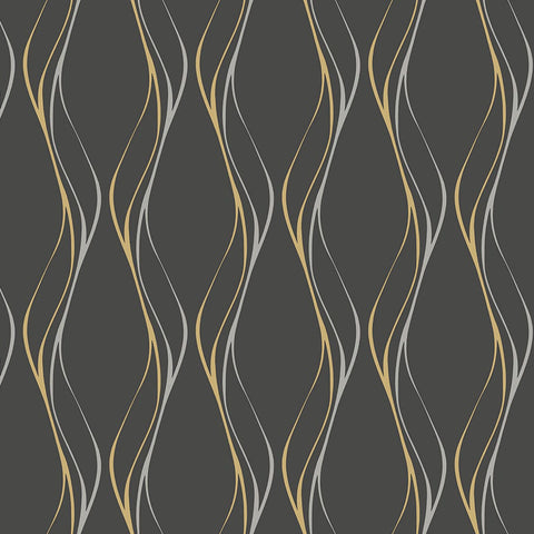 WMDB1140001 Muse Black Gold Silver Wallpaper