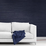 WMGL2030201 Dark navy blue heavy vinyl faux grasscloth textured plain wallpaper rolls modern